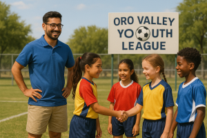 Carlos is coaching soccer for Oro Valley's youth league. Carlos is coaching soccer for Oro Valley's youth league.