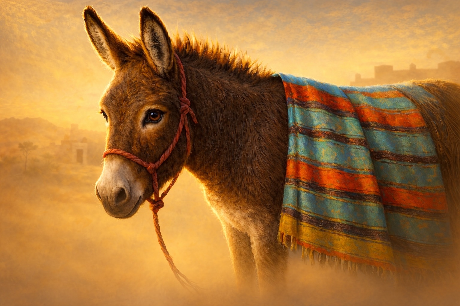 Desert Companion - Southwest Donkey Art Geclée | Pueblo Wall Decor