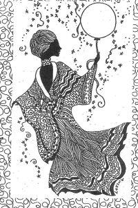 Diane Loving's pen-and-ink filigree featuring women with stories to t
